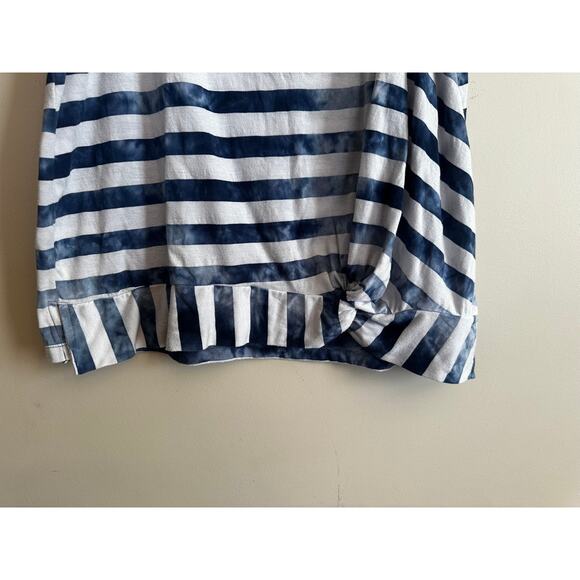 Chaps Navy Blue White Striped Knot Hem Tank Top L - Picture 3 of 7
